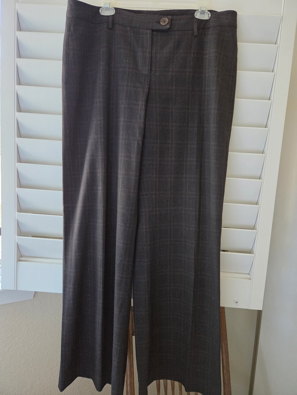 CAbi Dark Gray Subtle Plaid Dress Pants